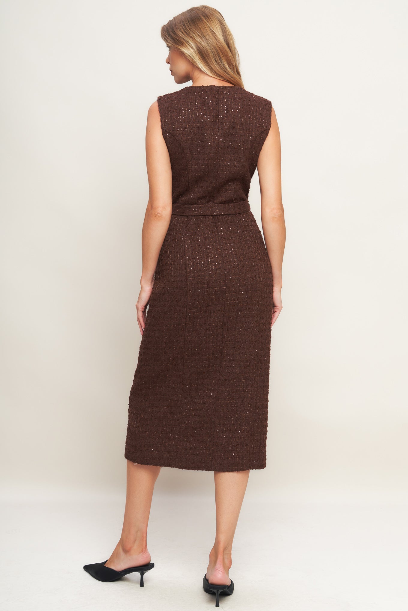 LOVELY HERITAGE TWEED MIDI DRESS Flying Tomato